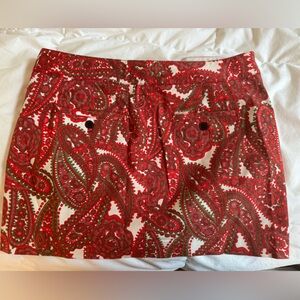 J. Crew Red and Green Paisley Mini Skirt